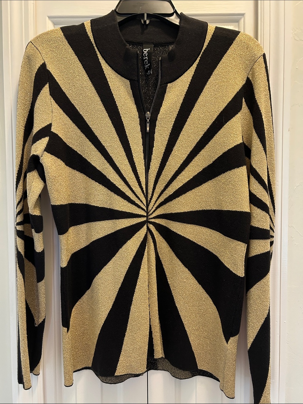 Berek Black and Gold Starburst Double Zip Cardigan